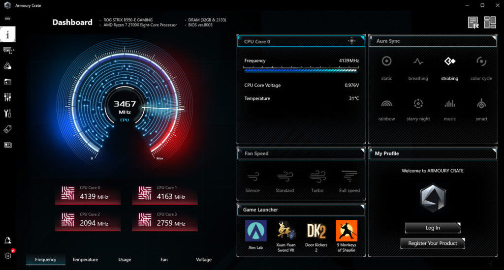 asus armoury crate user interface