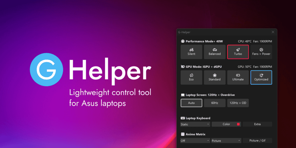 g helper user interface