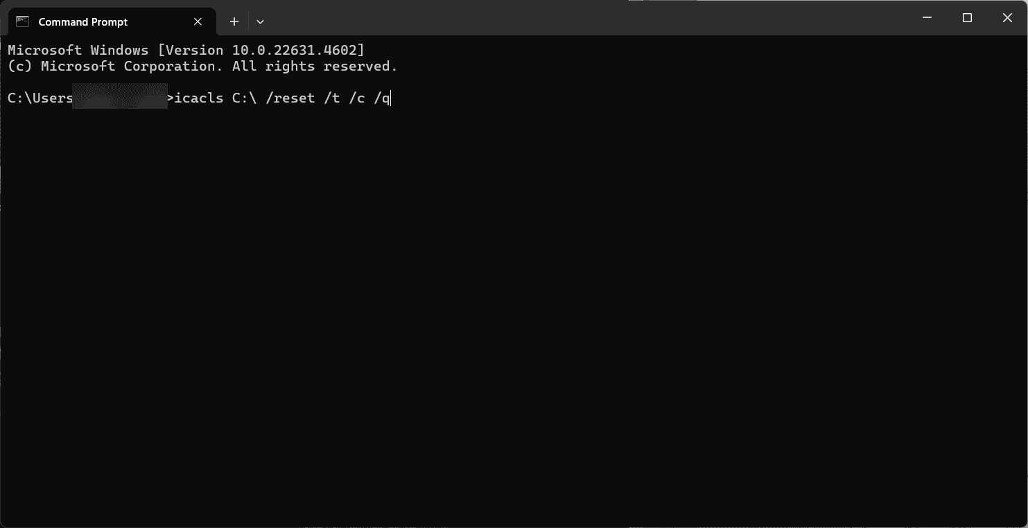 icalcs reset command