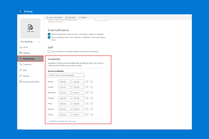 How to change the time zone in Microsoft Bookings