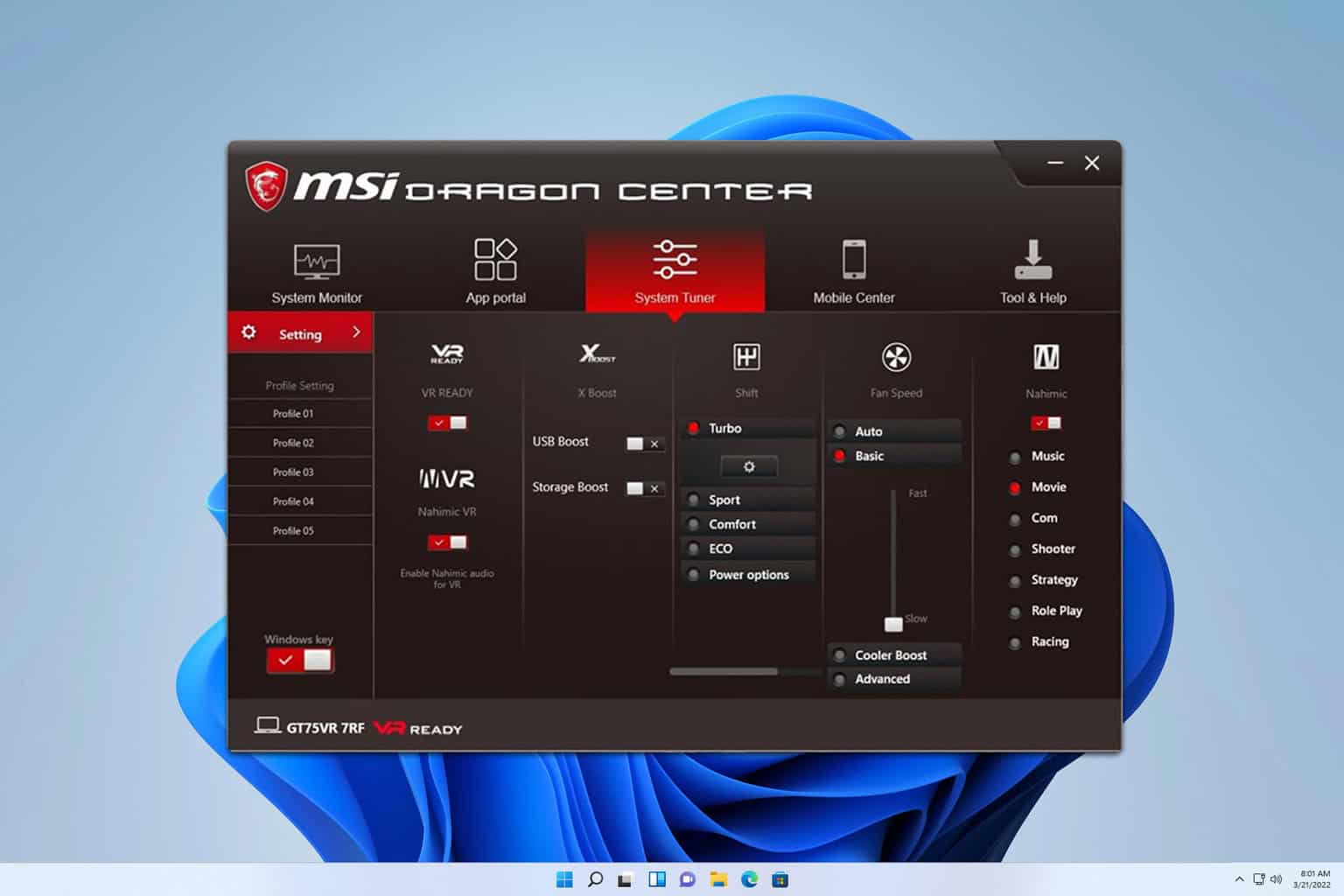 msi dragon center cooler boost not working