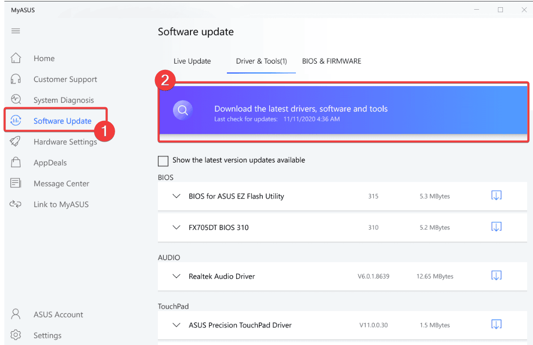 my asus driver update