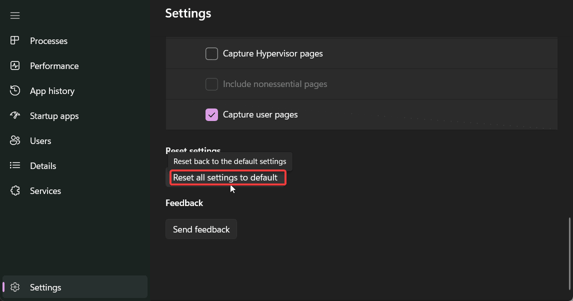 reset all settings to default