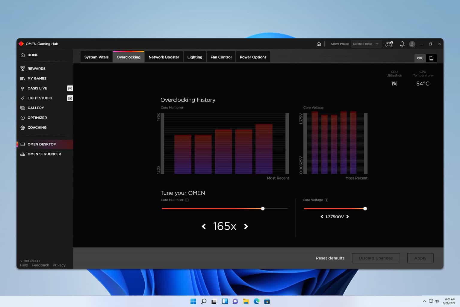 omen gaming hub overclocking