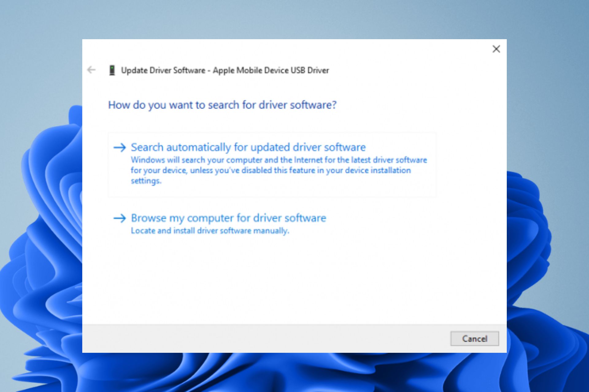 Como instalar o driver USB do dispositivo móvel Apple no Windows 11