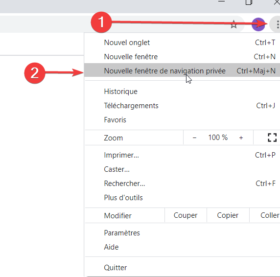 ouvrir fenetre de navigation privee google chrome