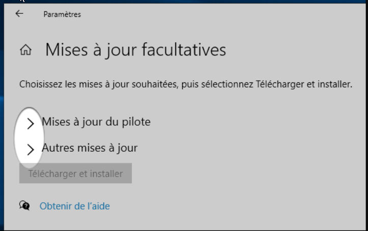 Windows Updates_ecran Mises a jour facultatives