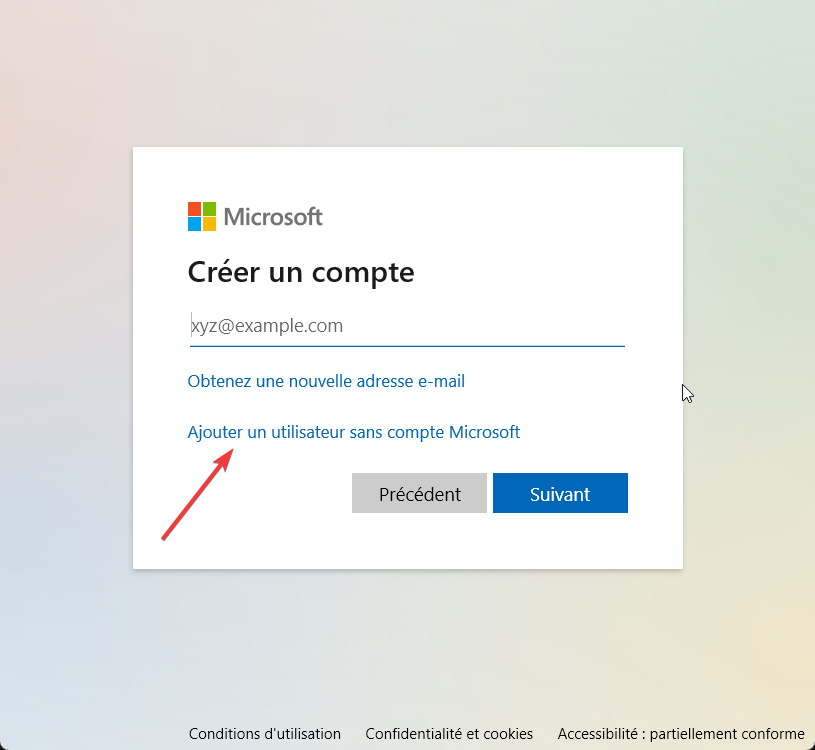 ajouter un nouvel utilisateur sans compte Microsoft