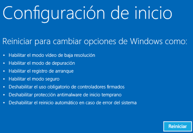 Configuración de inicio windows 10