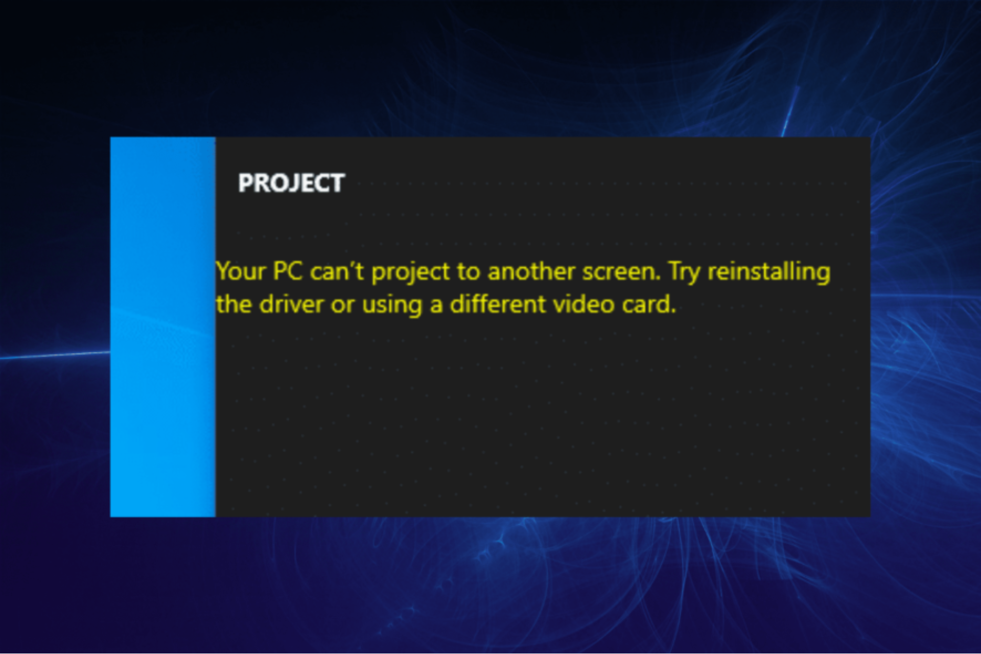 PC no puede proyectar en otra pantalla