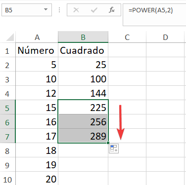 como-elevar-cuadrado-en-excel-arrastrar-power