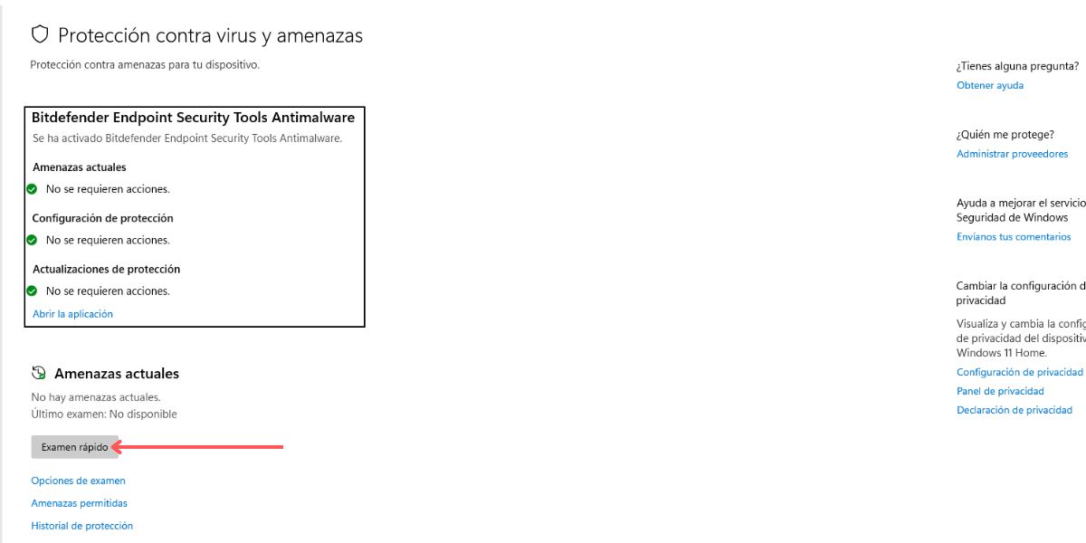 examen rapido antivirus